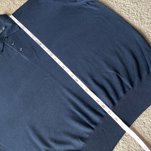 Two Merino Wool Henley Collared Sweaters Nordstrom and Barney’s Brown and Navy - Picture 10 of 10